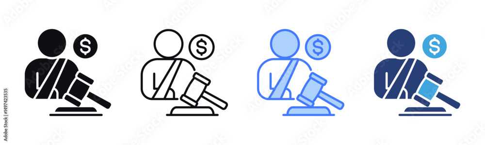 Poster tort law icon sheet multiple style collection