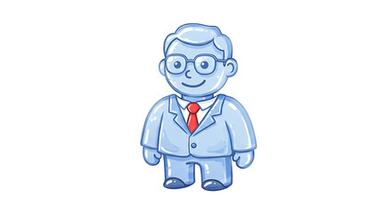 Obraz premium Blue Cartoon Man with Tie and Glasses