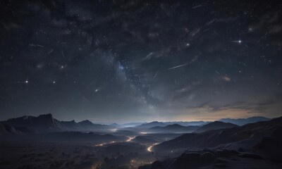 Vast expanse of night sky, countless stars glittering like cosmic diamonds ,  space,  vastness