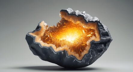 Obraz premium Sparkling Amber Geode. A Captivating Display of Natural Crystalline Beauty.