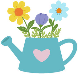 watering can and flowers illustration