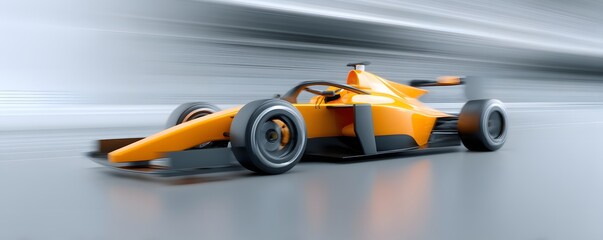 Fototapeta premium Motor sports competitive team racing, fast moving generic race car racing down the track with motion blur, 3d rendering, vibrant colors and sharp details, showcasing the excitement of the race,