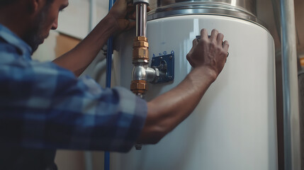 Plumber Installing or Repairing a Water Heater