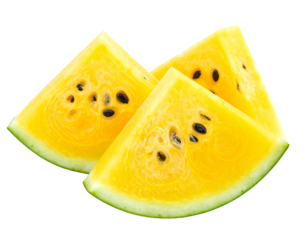 slices of yellow watermelon isolated on transparent background, png