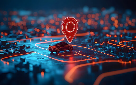 GPS tracking pulsing signal. A vehicle transmitting gps signal. Searching car location