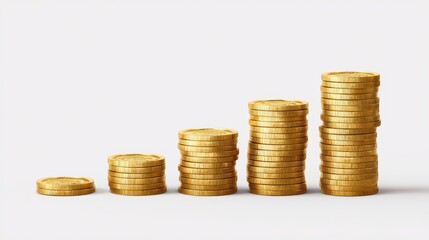 Growing Stacks of Gold Coins Illustrating Financial Growth and Success