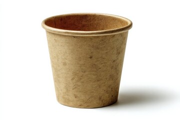 Brown biodegradable cup made from sustainable materials on a plain background
