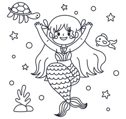 Hand drawn coloring book illustration