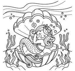 Hand drawn coloring book illustration