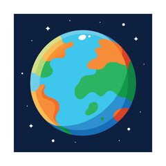Fototapeta premium Colorful cartoon illustration of planet earth surrounded by stars in space