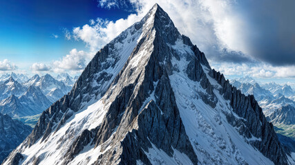 Towering Snow-Covered Mountain Summit