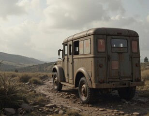Vintage Military Vehicle on a Mountain Road A Journey Through Time