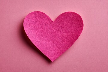 Fototapeta premium Colorful pink heart shape made of textured paper placed on a pastel background