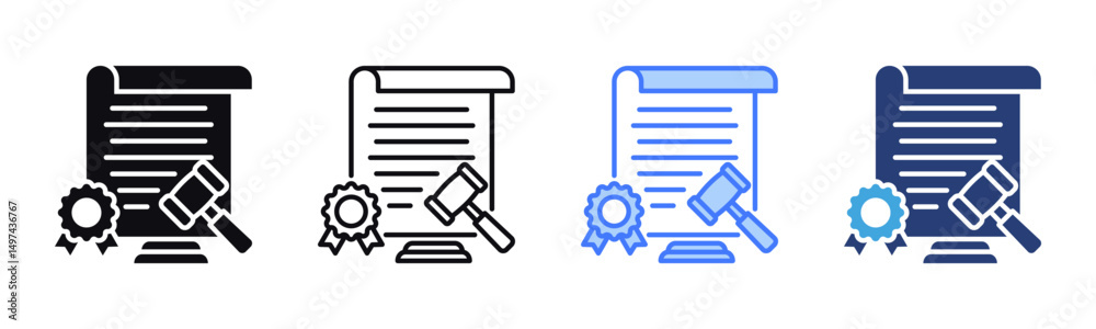 Poster legal document icon sheet multiple style collection