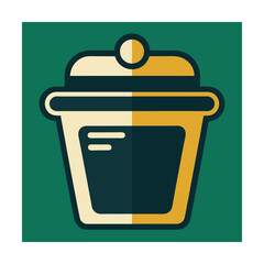 Vector illustration of a stylish coffee cup in a flat minimalistic retro design