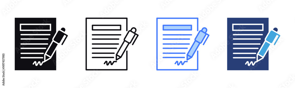 Poster file agreement icon sheet multiple style collection