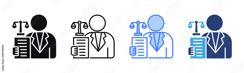 Poster attorney icon sheet multiple style collection