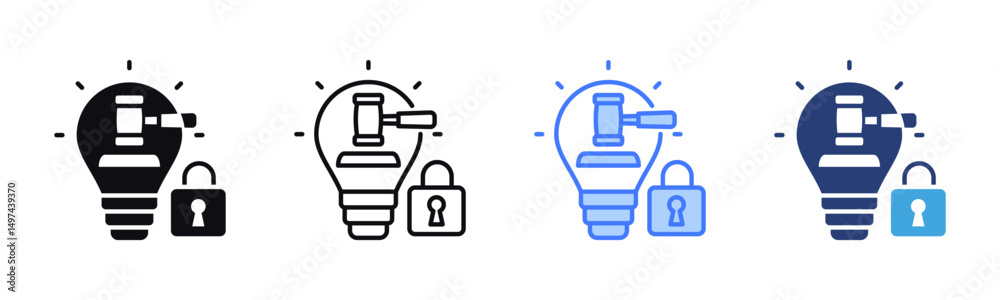 Aufkleber intellectual property icon sheet multiple style collection