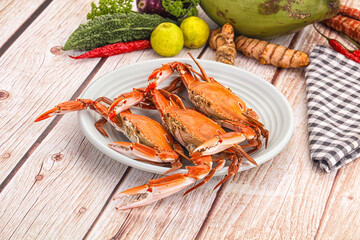 Hot fresh Boiled red crab