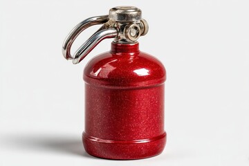 Red fire extinguisher used for emergency situations in homes and workplaces for safety control during fires