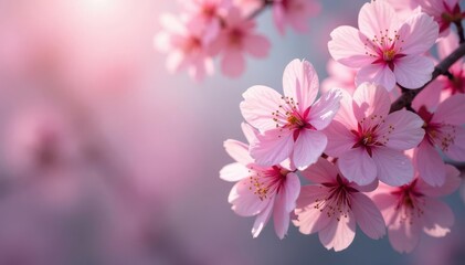 Intricate, blooming cherry blossoms in pastel hues , pink pattern, flower background, soft background