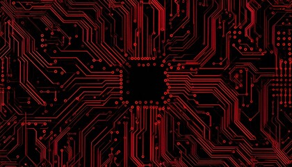 Abstract Red Circuit Board Pattern Background for High Tech Concepts