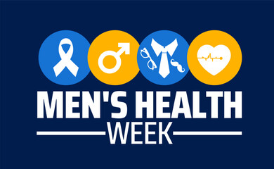 Fototapeta na wymiar Men's health week background banner or poster design template. observed every year in June. Holiday concept. Use to any Template, card, poster, placard, template.