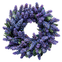 Lavender wreath floral decoration purple flower spring summer home decor on transparent background