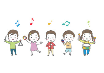 楽器を演奏している子供たち