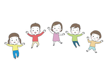 明るく元気にいろんなポーズをしている子供たち