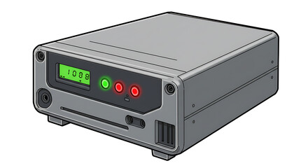 Obraz premium Gray Electronic Device with Green Display and Red Buttons