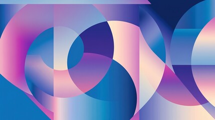 Fototapeta premium Abstract Geometric Design with Purple Pink Blue Gradient Circles and Shapes for Backgrounds