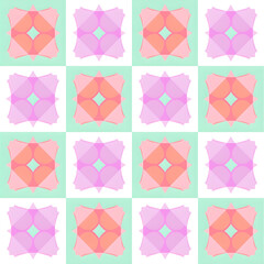 Seamless Geometric Abstract Tile Pattern with Pastel Pink and Coral Shapes

