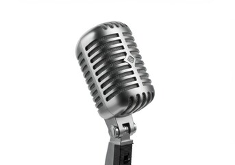 Fototapeta premium Vintage microphone silver isolated on white background