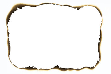 Burned hole on a white paper with clipping path.