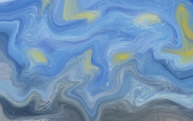 Abstract blue yellow marbled background image 