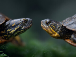 Obraz premium Close up of two turtles.