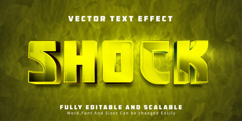 Shock metallic text effect, editable future and cyber text style
