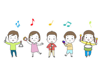 楽器を演奏している子供たち