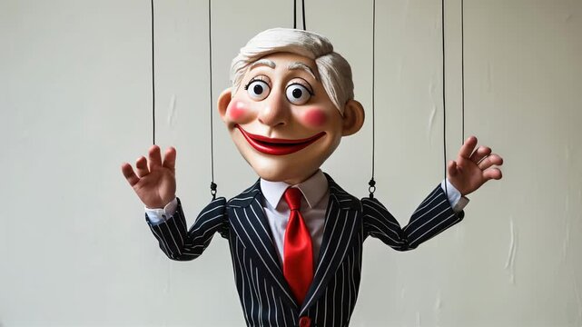 Puppet performance showcases a charming marionette dressed in a suit with a vibrant smile and distinct hairstyle