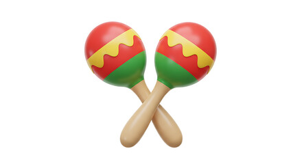 Two Maracas Red Green and Yellow
