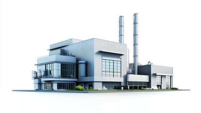Modern factory isolated on white background