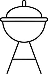Classic Round Charcoal Grill Line Art Simple Black Outline BBQ Grill Illustration for Independence Day