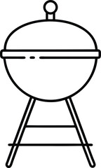 Classic Round Charcoal Grill Line Art Simple Black Outline BBQ Grill Design