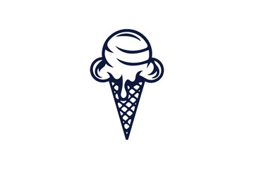 Minimalist Melting Ice Cream cone clip art silhouette vector art illustration on a white background