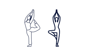 Set of Yoga person bundle clip art silhouette vector art illustration on a white background