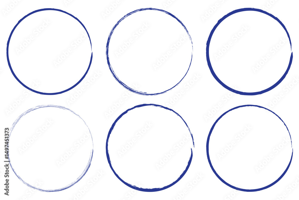 Wall mural hand drawn circle line sketch set. circular vector image. hand drawn circle with doodle patterns. ve
