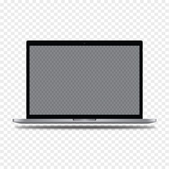 Laptop mockup with empty display isolated on transparent background