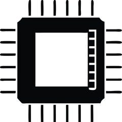 Obraz premium Isolated black microchip with terminal pins is shown on a transparent background
