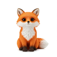 Cute fox figurine isolated on white background
